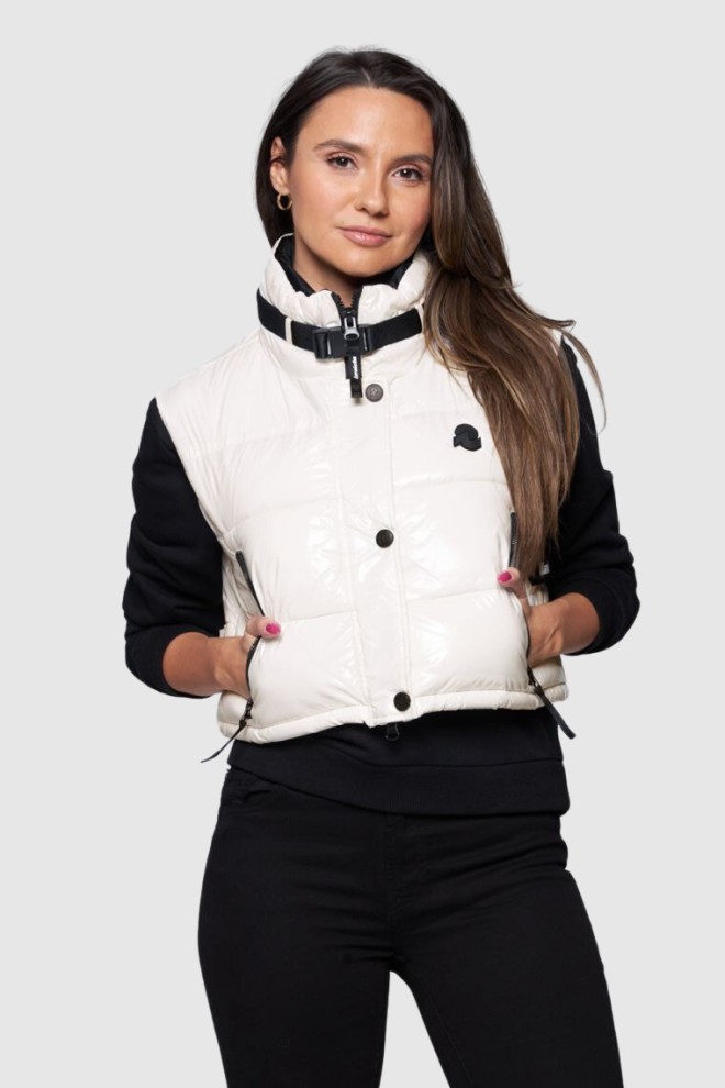 INVICTA Biały puchowy bezrękawnik damski