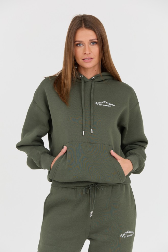 JUICY COUTURE Zielona damska bluza Recycled Queenie Hoodie, Rozmiar XXS
