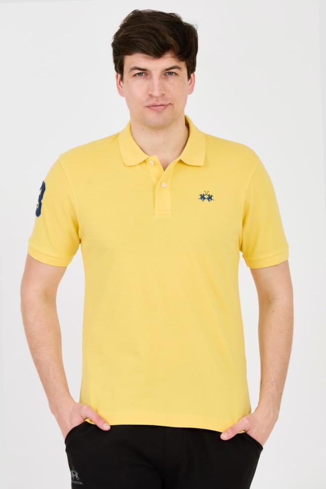 LA MARTINA Żółte męskie polo z małym logo, Rozmiar M