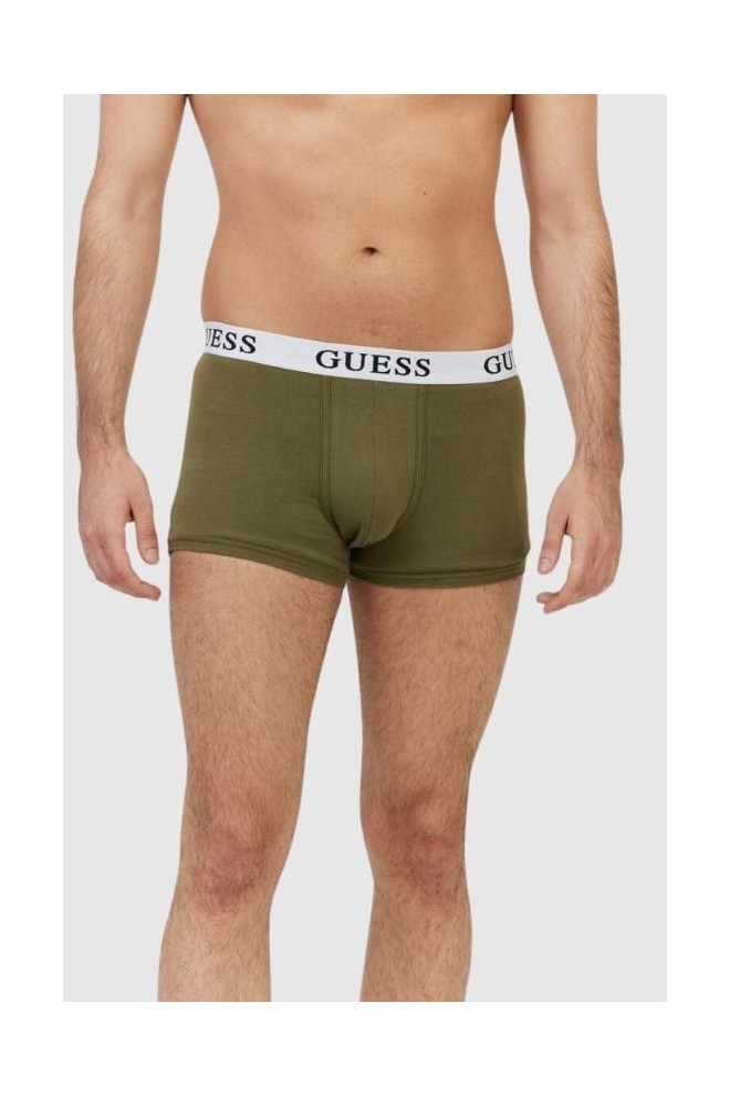 GUESS Zielone, białe i morskie bokserki męskie 3 pack, Rozmiar S