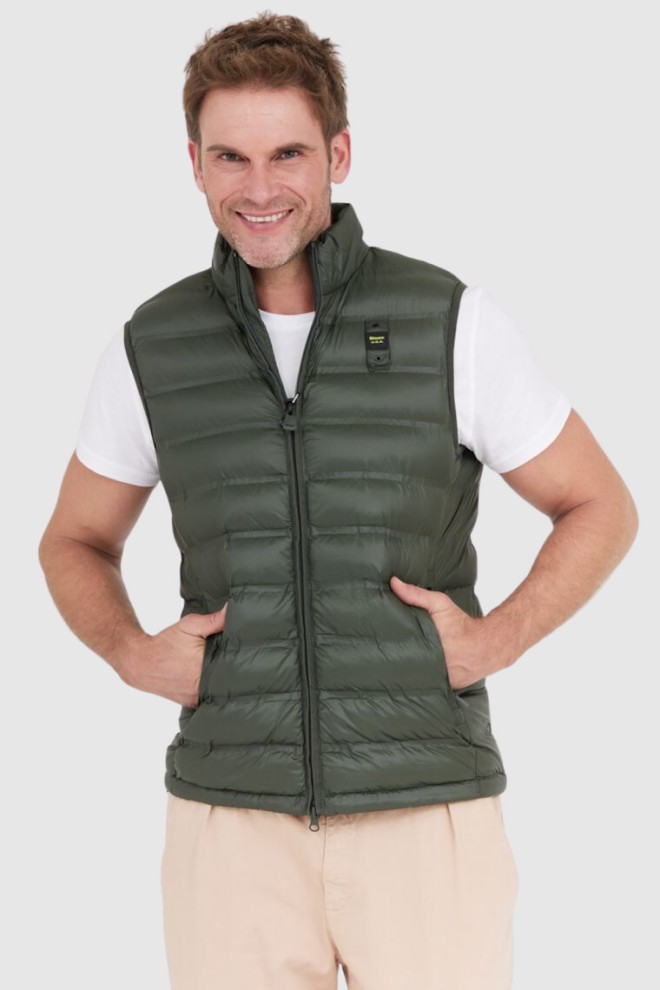 BLAUER Zielony puchowy bezrękawnik męski logan, Rozmiar 3XL