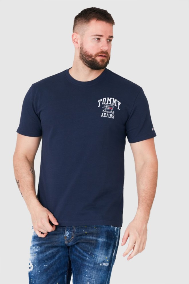 TOMMY JEANS Granatowy t-shirt męski z wyszywanym logo, Rozmiar S
