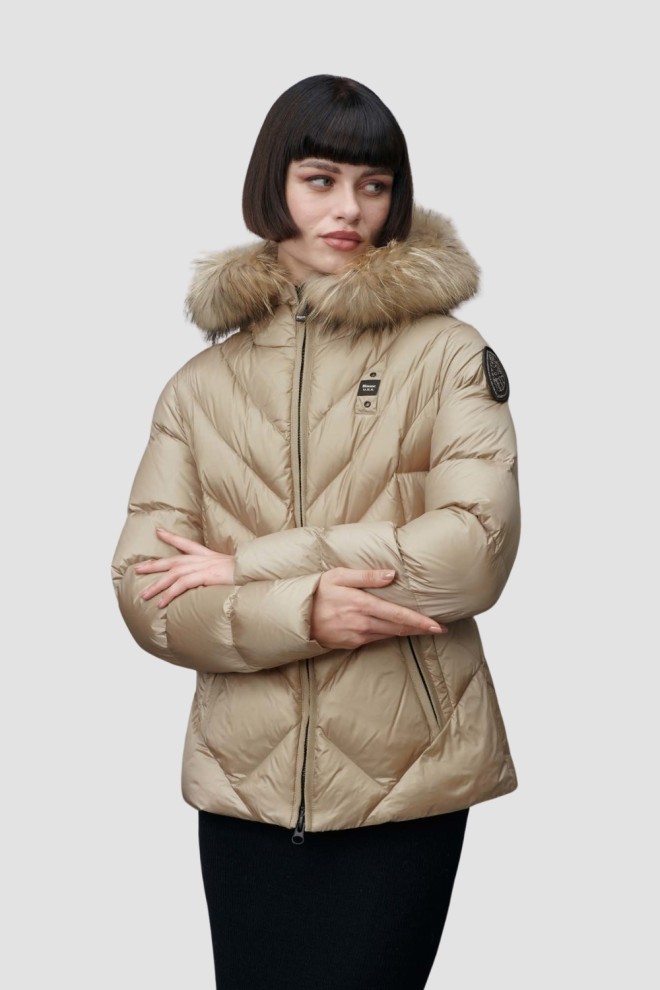 BLAUER Alicia Beżowa kurtka damska Short Jackets, Rozmiar L