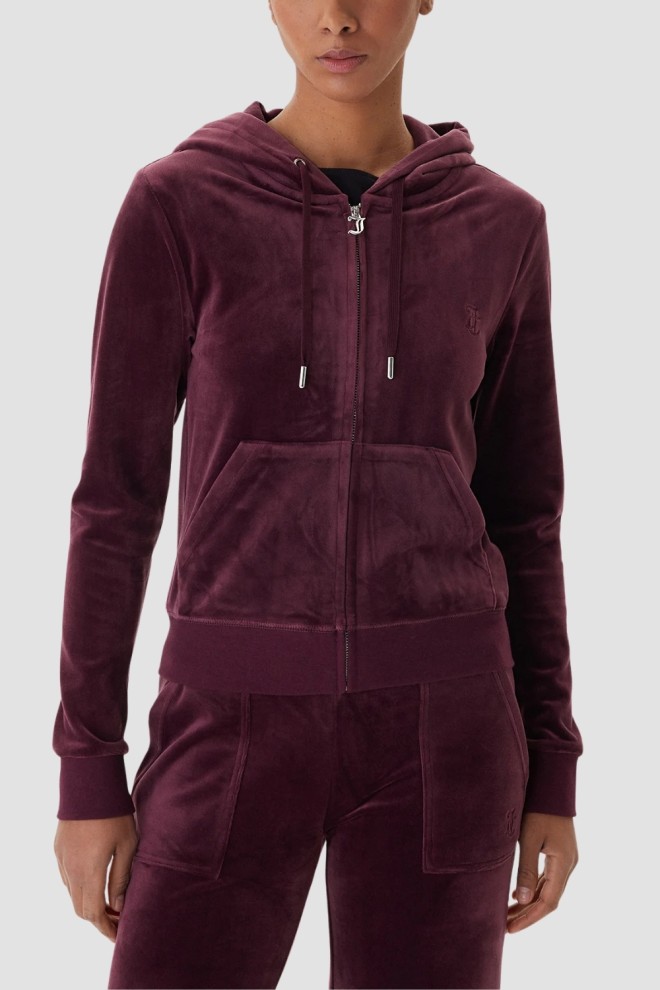 JUICY COUTURE Śliwkowa bluza damska Robertson Hoodie, Rozmiar M