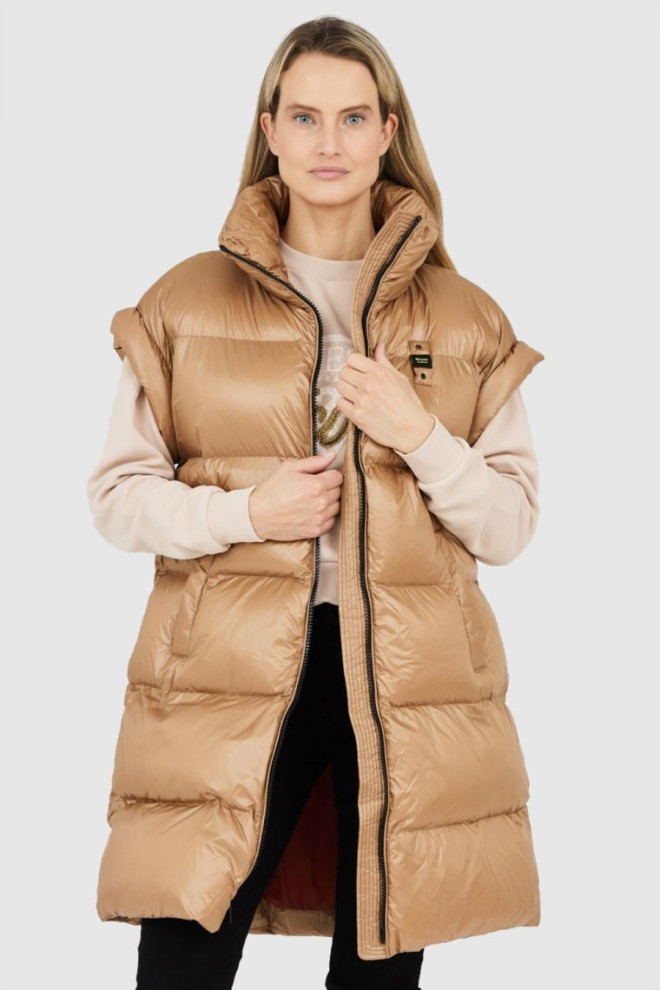 BLAUER Długi brązowy bezrękawnik damski Daisy, Rozmiar S