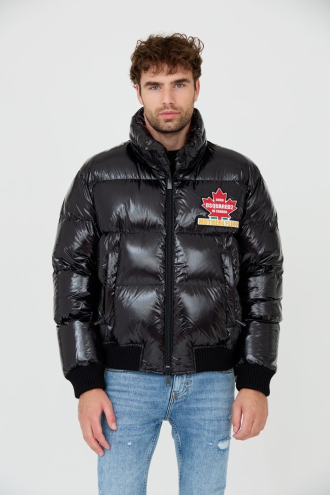 DSQUARED2 Czarna męska kurtka Glossy Puff Kaban, Rozmiar 52