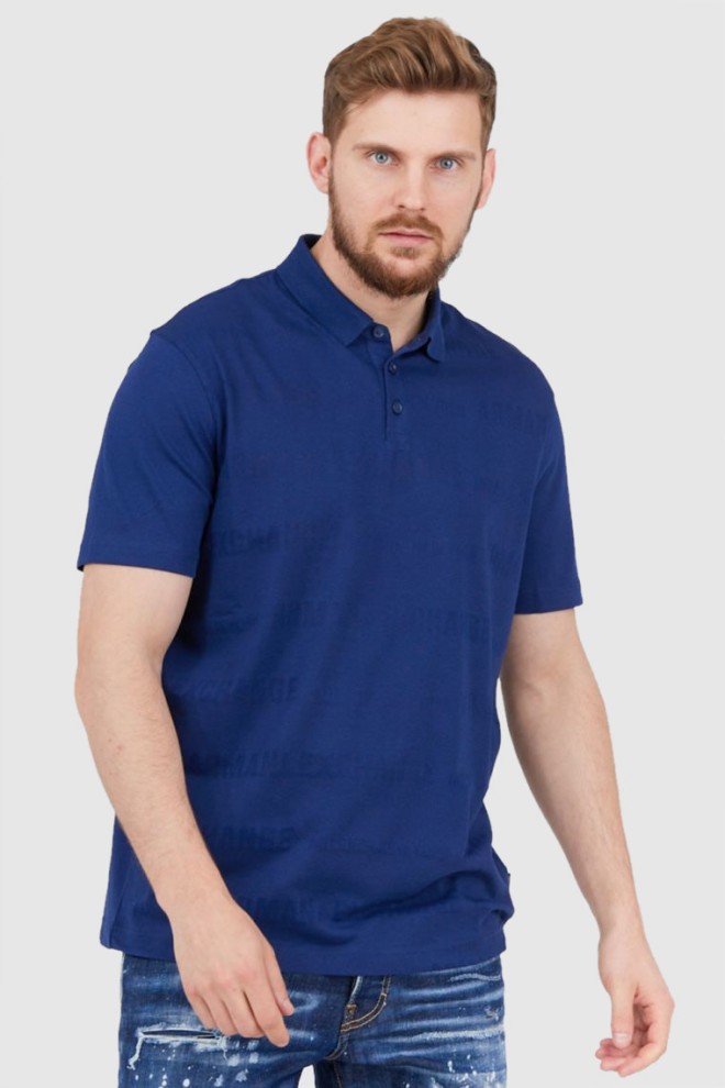 ARMANI EXCHANGE Granatowa męska koszulka polo w logo, Rozmiar S
