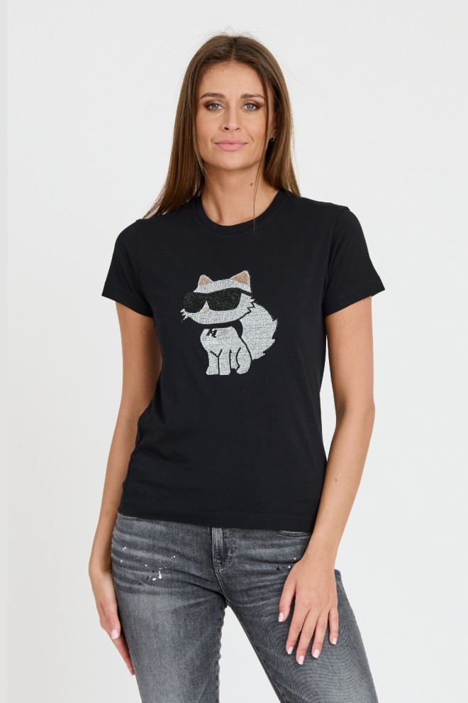 KARL LAGERFELD Czarny damski t-shirt Ikonik 2.0, Rozmiar L