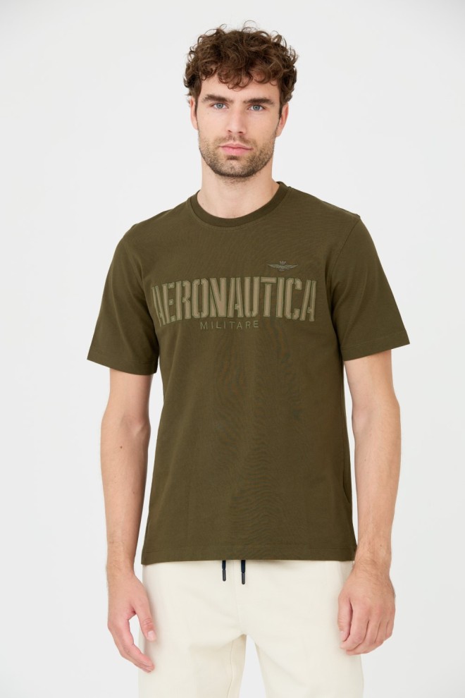 AERONAUTICA MILITARE Zielony bawełniany męski t-shirt, Rozmiar XXL