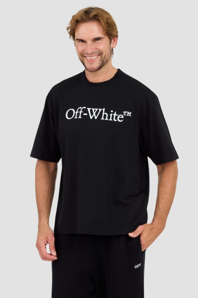 OFF-WHITE Czarny męski t-shirt Big Bookish Skate, Rozmiar M