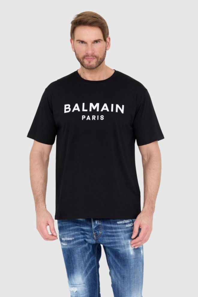 BALMAIN Czarny t-shirt męski z logo, Rozmiar 2XL