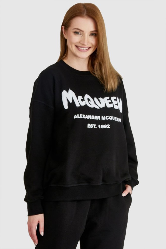 ALEXANDER MCQUEEN Czarna bluza damska z logo, Rozmiar 40