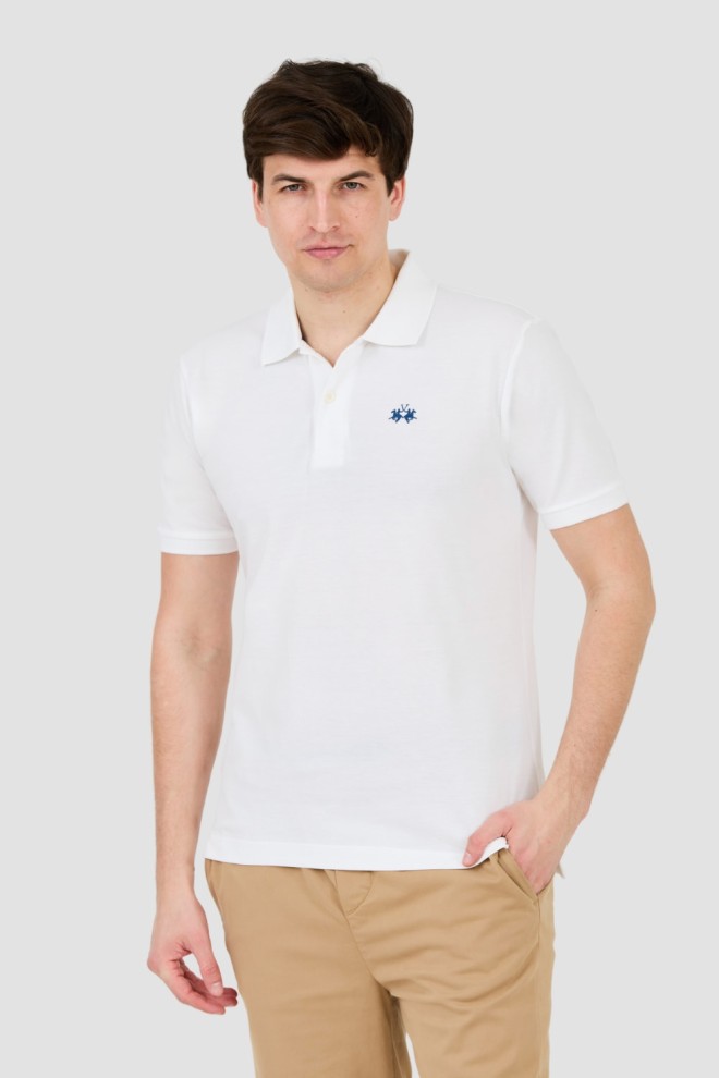 LA MARTINA Białe męskie polo z małym logo, Rozmiar L