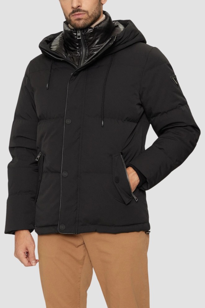 GUESS Czarna męska kurtka High Collar, Rozmiar XXL