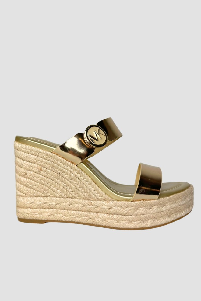 MICHAEL KORS Złote sandały Lucinda Wedge, Rozmiar 40