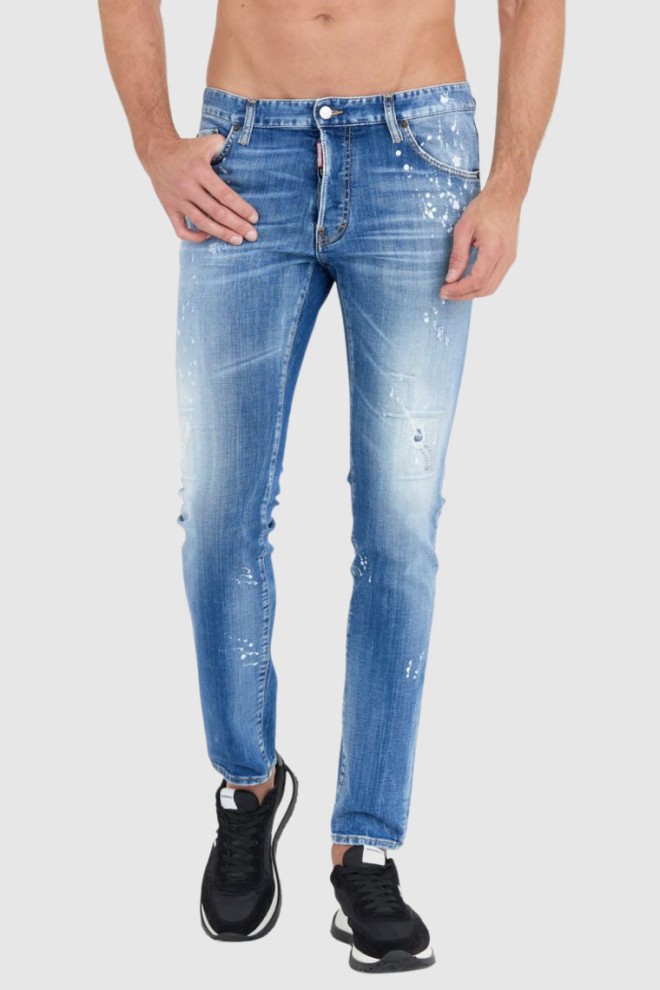 DSQUARED2 Niebieskie męskie jeansy medium bleached spots wash cool guy, Rozmiar 46