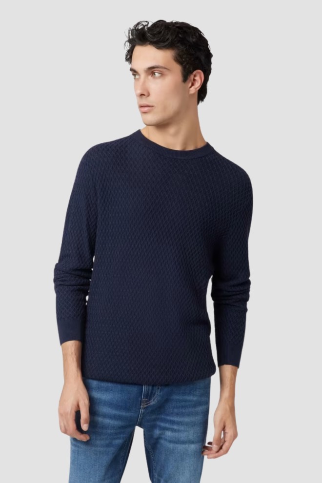 GUESS Granatowy sweter męski Davin Cn Ls, Rozmiar XXL