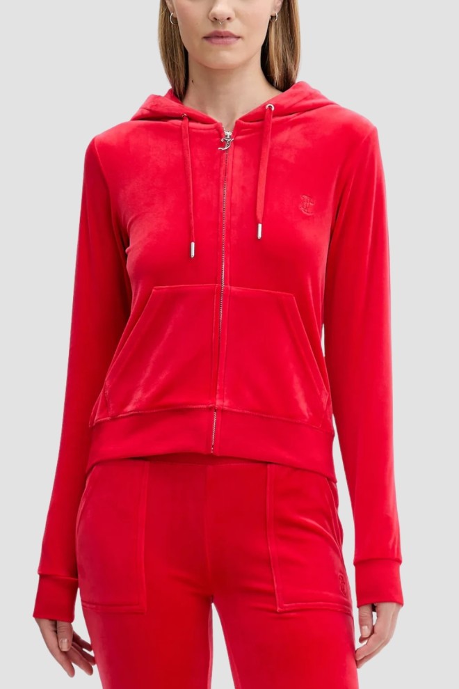 JUICY COUTURE Czerwona bluza damska Robertson Hoodie, Rozmiar M