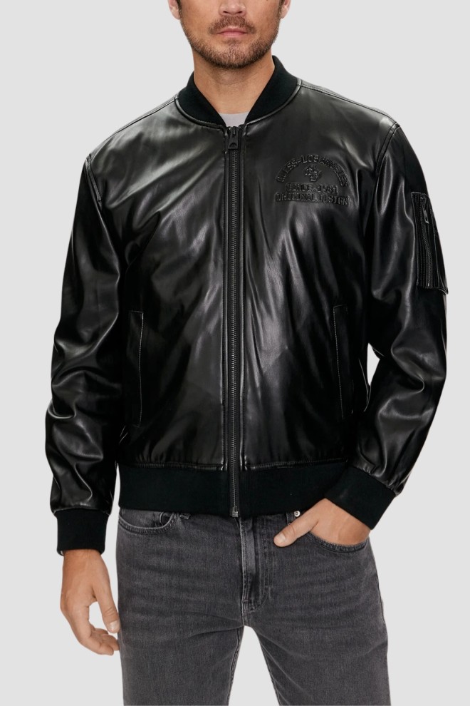 GUESS Skórzany bomber męski District Faux Leather Bomber, Rozmiar XXL