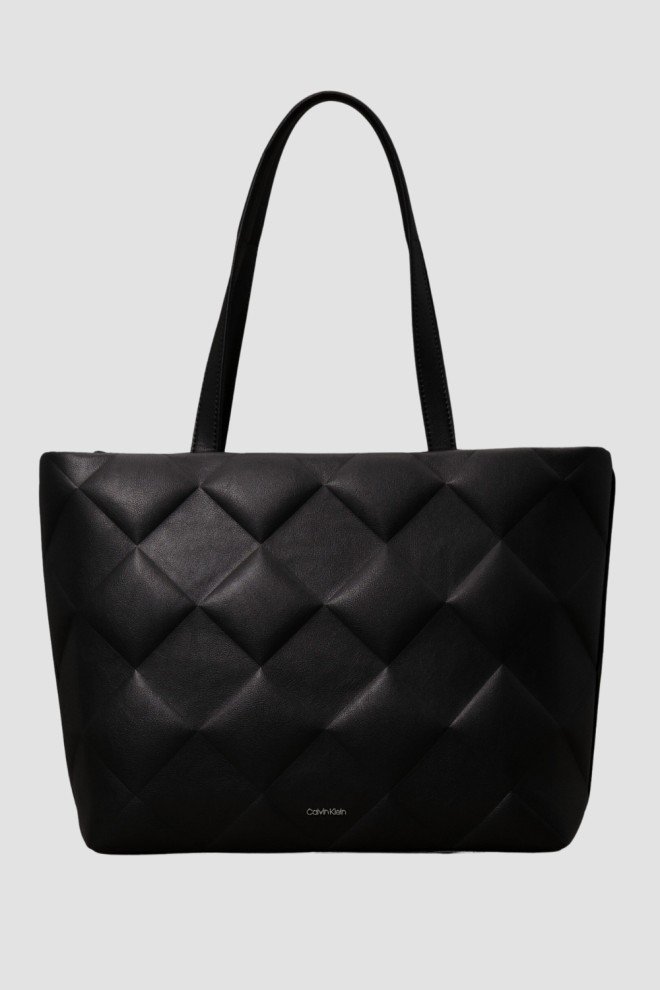 CALVIN KLEIN Czarna shopperka damska w tłoczone romby