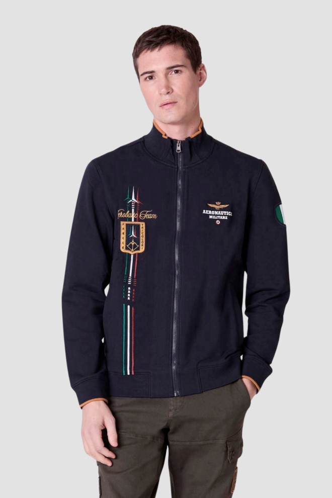 AERONAUTICA MILITARE Granatowa bluza męska Embroidered Frecce Tricolori, Rozmiar 3XL