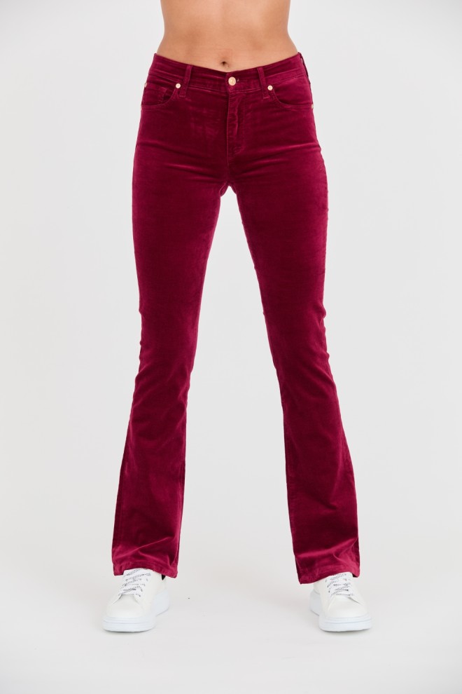 7 FOR ALL MANKIND Bordowe damskie spodnie Bootcut Velvet, Rozmiar 28
