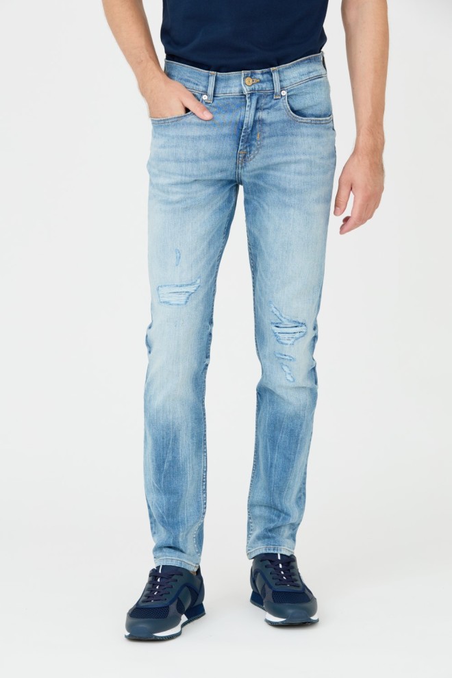 7 FOR ALL MANKIND Niebieskie męskie jeansy Slimmy Tapered, Rozmiar 33