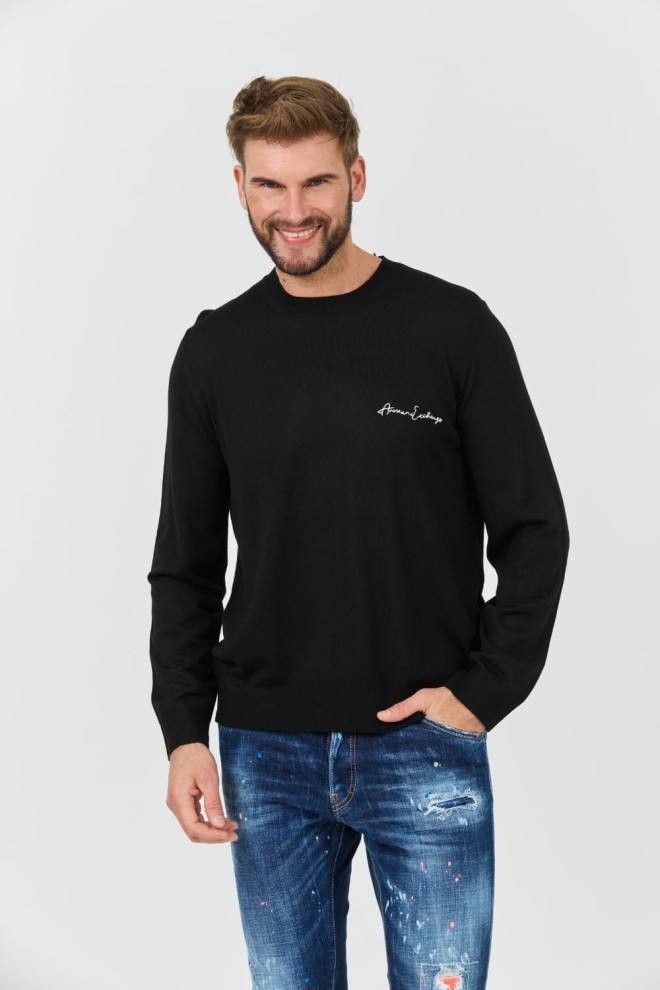 ARMANI EXCHANGE Czarny męski sweter Jumpers, Rozmiar XL
