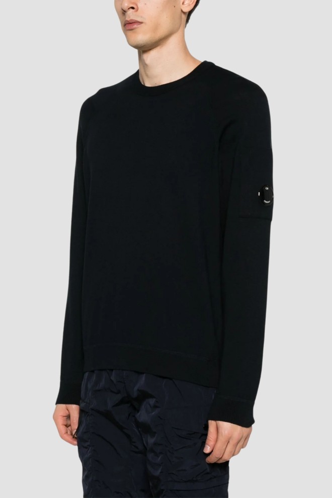 C.P. COMPANY Czarny męski cienki sweter Crew Neck, Rozmiar XXL