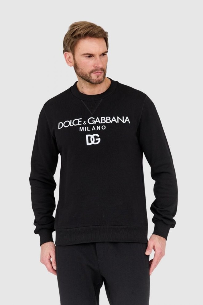 DOLCE & GABBANA Czarna męska bluza z haftowanym logo, Rozmiar 54