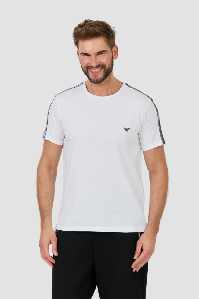 EMPORIO ARMANI Biały męski t-shirt bande logo, Rozmiar XL