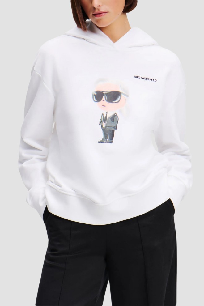 KARL LAGERFELD Biała damska bluza Ikon Aquarelle K Hoodie, Rozmiar S