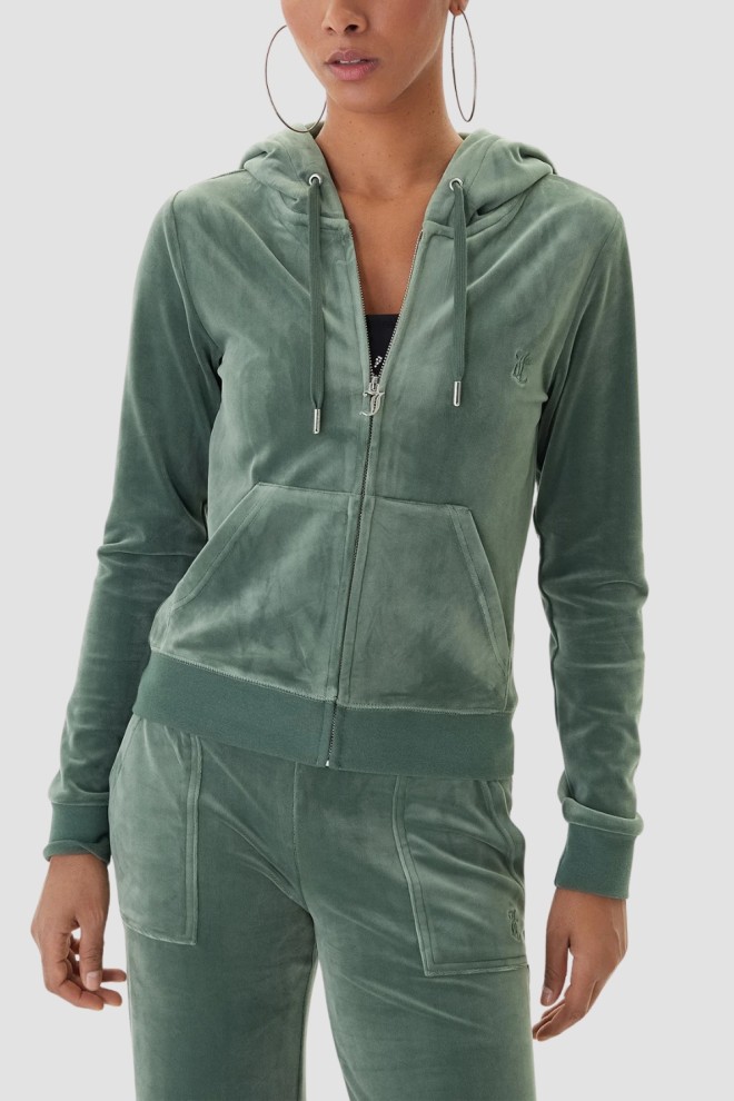 JUICY COUTURE Zielona bluza damska Gold Robertson Hoodie, Rozmiar XS