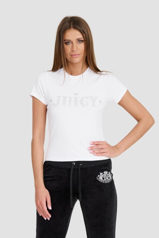 JUICY COUTURE Biały damski t-shirt Ryder Rodeo Fitted, Rozmiar S