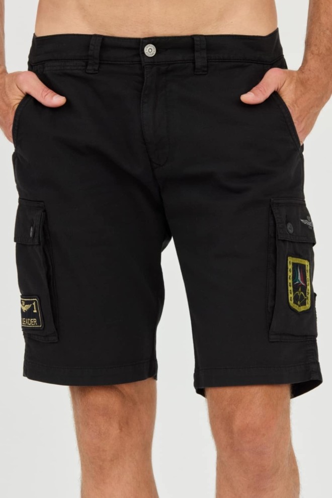 AERONAUTICA MILITARE Czarne męskie bermudy Frecce Tricolori, Rozmiar M