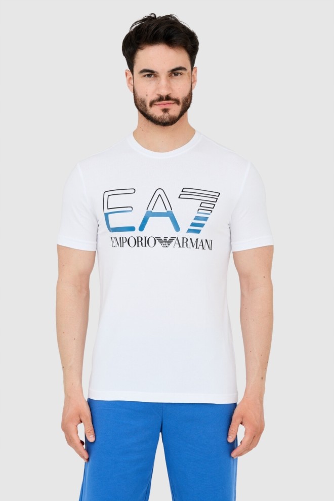 EA7 T-shirt męski biały z dużym czarnym logo, Rozmiar XXL