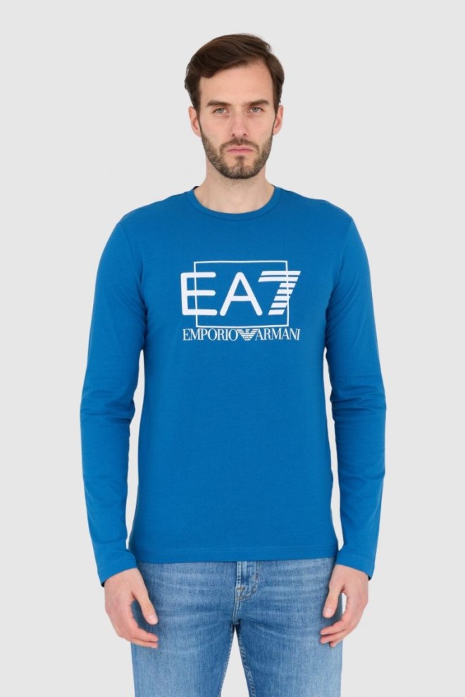 EA7 Niebieski męski bawełniany longsleeve, Rozmiar XXL