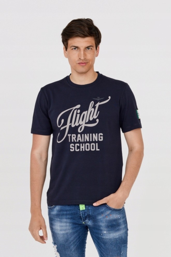AERONAUTICA MILITARE Granatowy bawełniany t-shirt męski, Rozmiar M