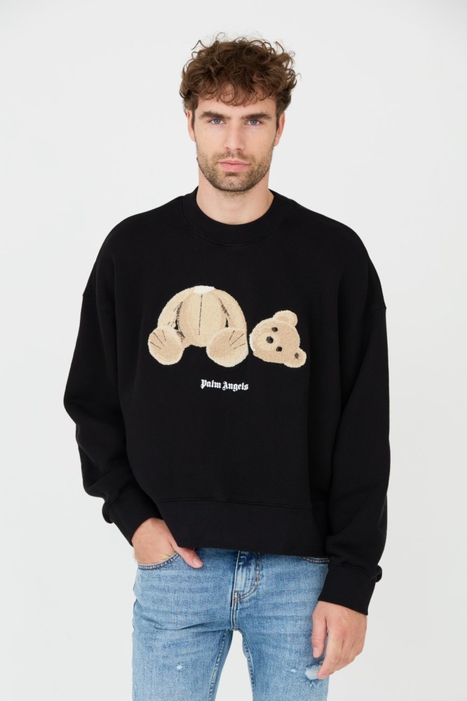 PALM ANGELS Czarna męska bluza Bear Crew, Rozmiar M