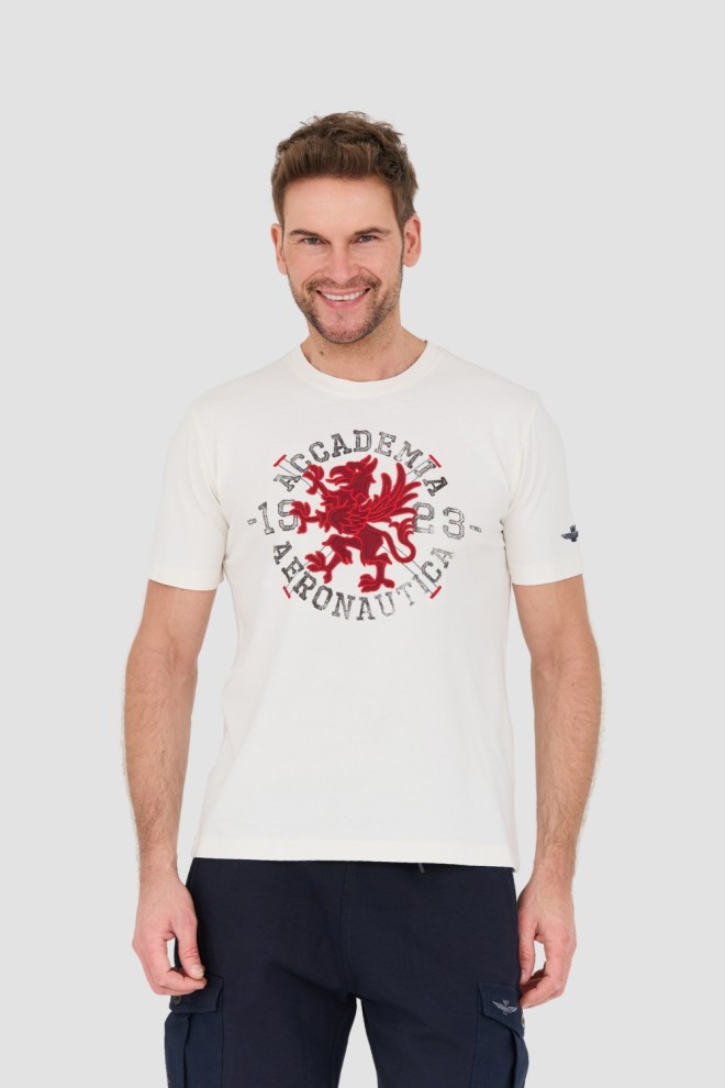 AERONAUTICA MILITARE Beżowy bawełniany męski t-shirt M.C., Rozmiar M