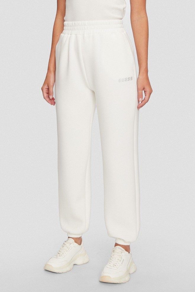 GUESS Dresowe damskie spodnie w kolorze ecru Cecilia Scuba, Rozmiar XS