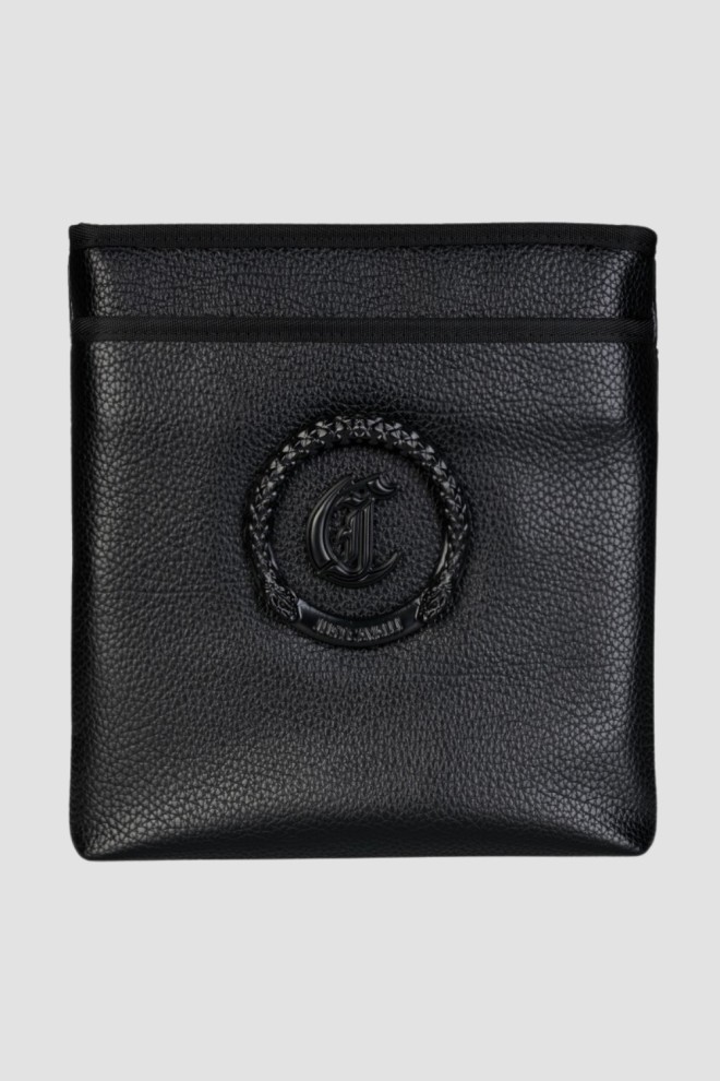 JUST CAVALLI Czarna torba męska Range New Logo Metal Circle