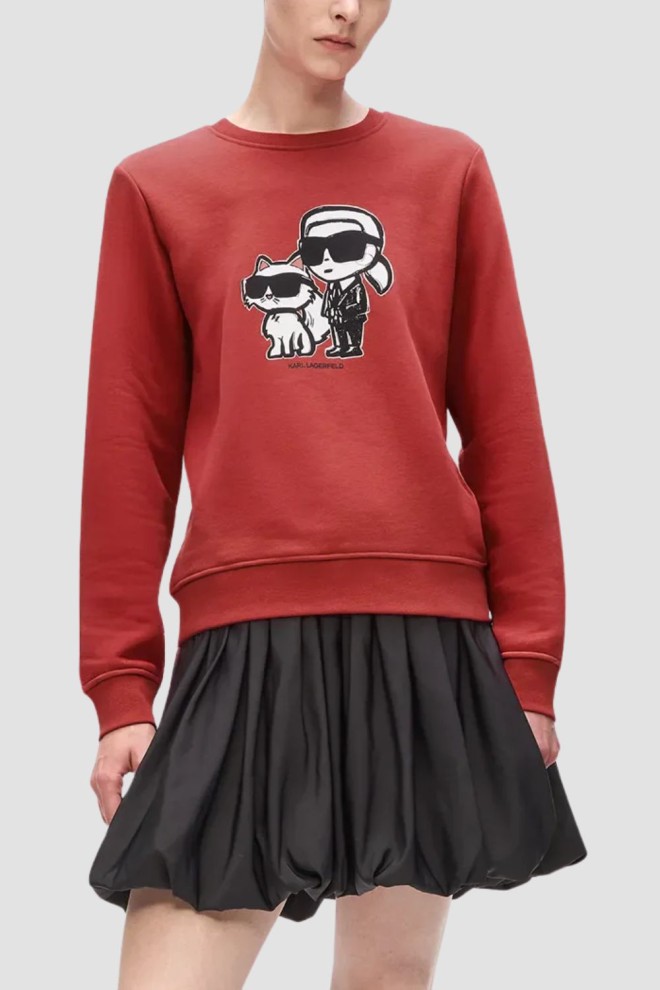 KARL LAGERFELD Czerwona damska bluza Ikon Sketch Duo, Rozmiar S
