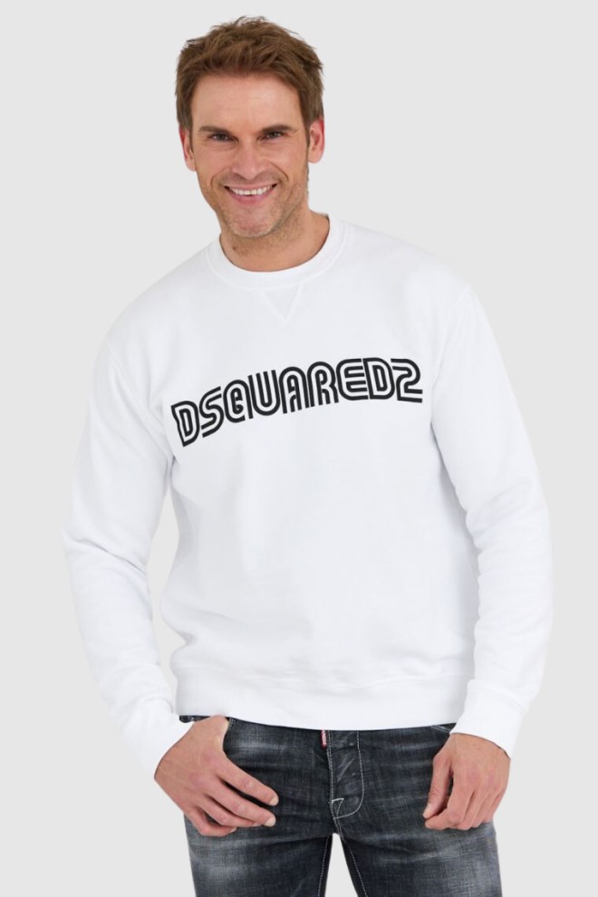 DSQUARED2 Biała bluza męska z logo outline, Rozmiar XL