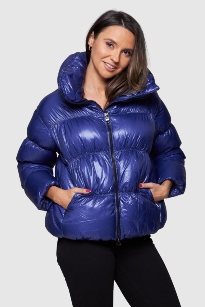 HETREGO Niebieska damska krótka kurtka puchowa Ila, Rozmiar 34 EU - 38 IT