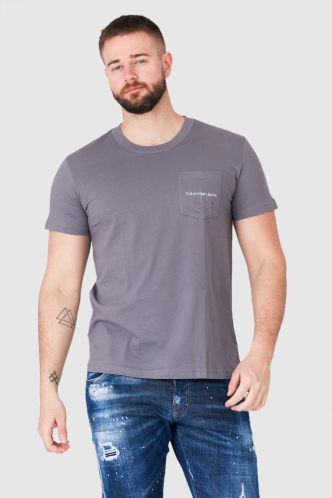 CALVIN KLEIN JEANS Szary t-shirt męski z logo