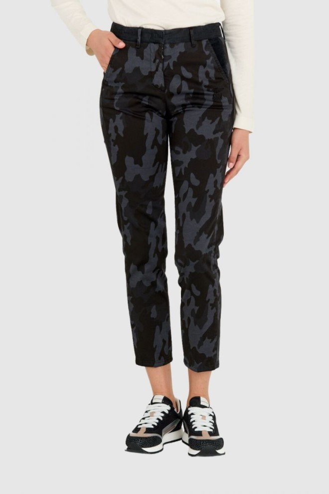 AERONAUTICA MILITARE Spodnie chinosy damskie w czarne moro, Rozmiar 38 IT - 34 EU