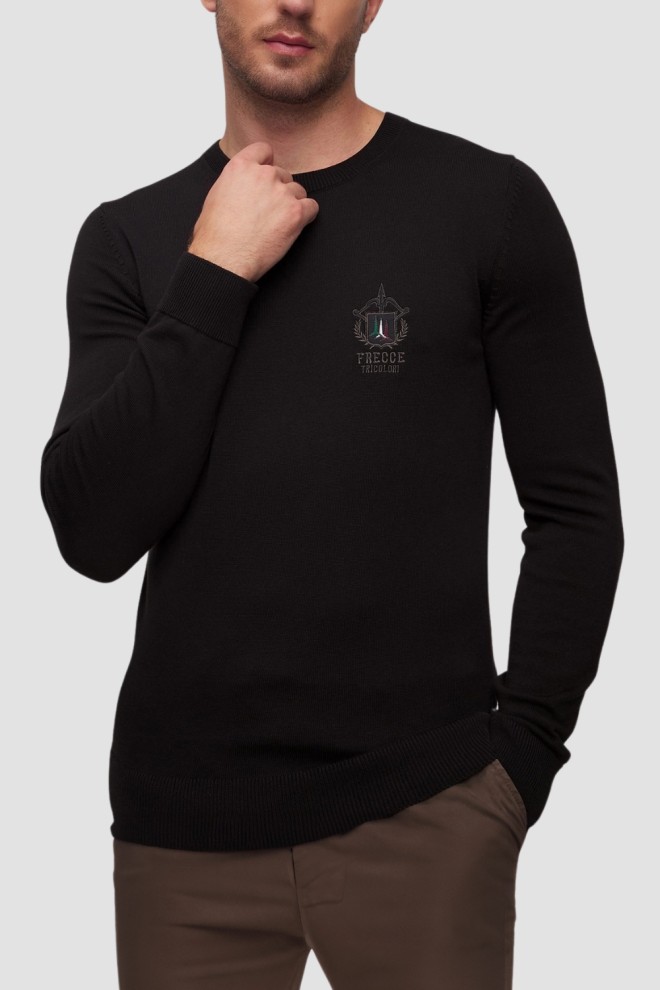 AERONAUTICA MILITARE Czarny męski sweter Crew Neck, Rozmiar 3XL