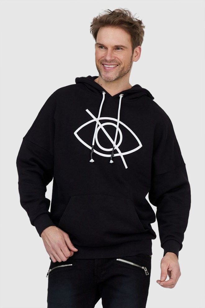 PALM ANGELS Czarna bluza męska z białym printem, Rozmiar XS