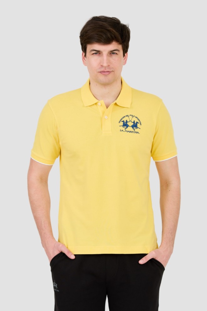 LA MARTINA Żółte męskie polo z dużym logo, Rozmiar M